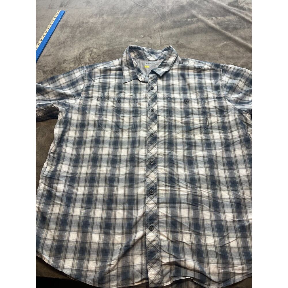 Eddie Bauer Men's Short Sleeve Button-down Shirt Size 2XL Moisture Blue Plaid